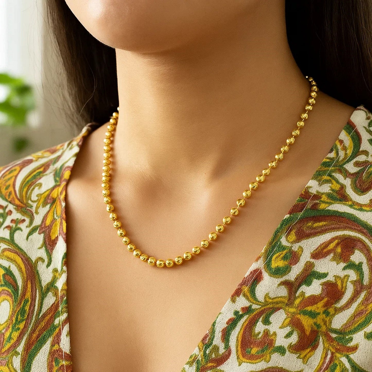 Moon Cut Bead Chain in 14k Yellow Gold (4.00 mm)