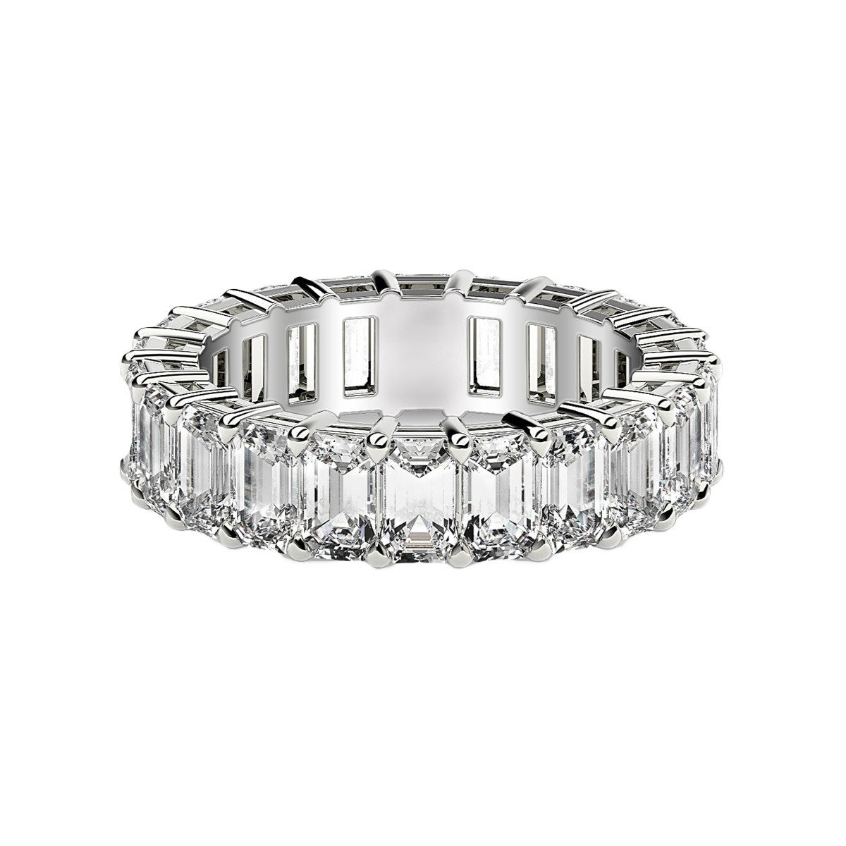 Emerald Cut Lab Grown Diamond Eternity Ring in 14k White Gold (2 cttw FG/VS2) - Peelerie