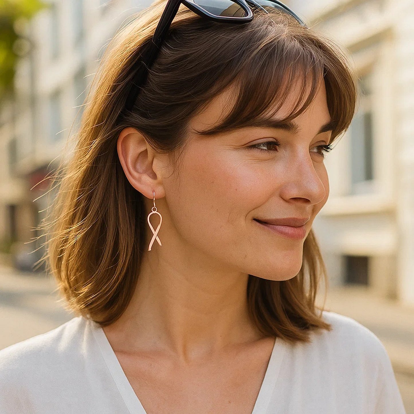 14k Rose Gold Polished Ribbon Style Drop Earrings