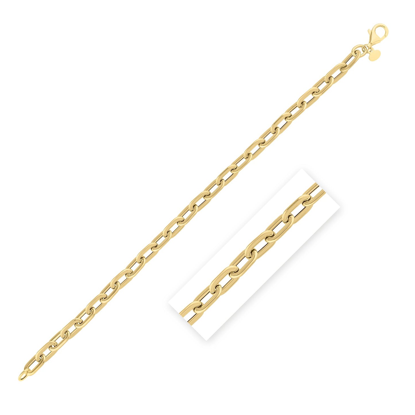 Oval Domed Paperclip Bracelet in 14K Yellow Gold in a sleek high-contrast midnight luxury editorial style