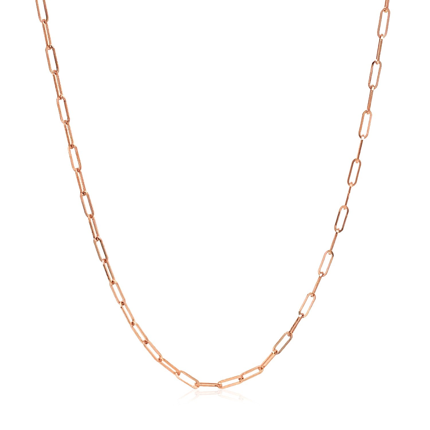 14k Rose Gold Adjustable Paperclip Chain (1.50 mm) in a sleek high-contrast midnight luxury editorial style