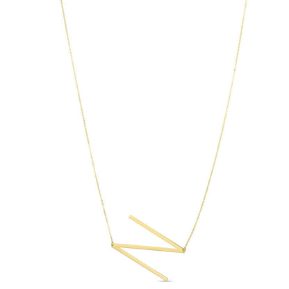 14K Yellow Gold Yours Truly Large Initial N Necklace
