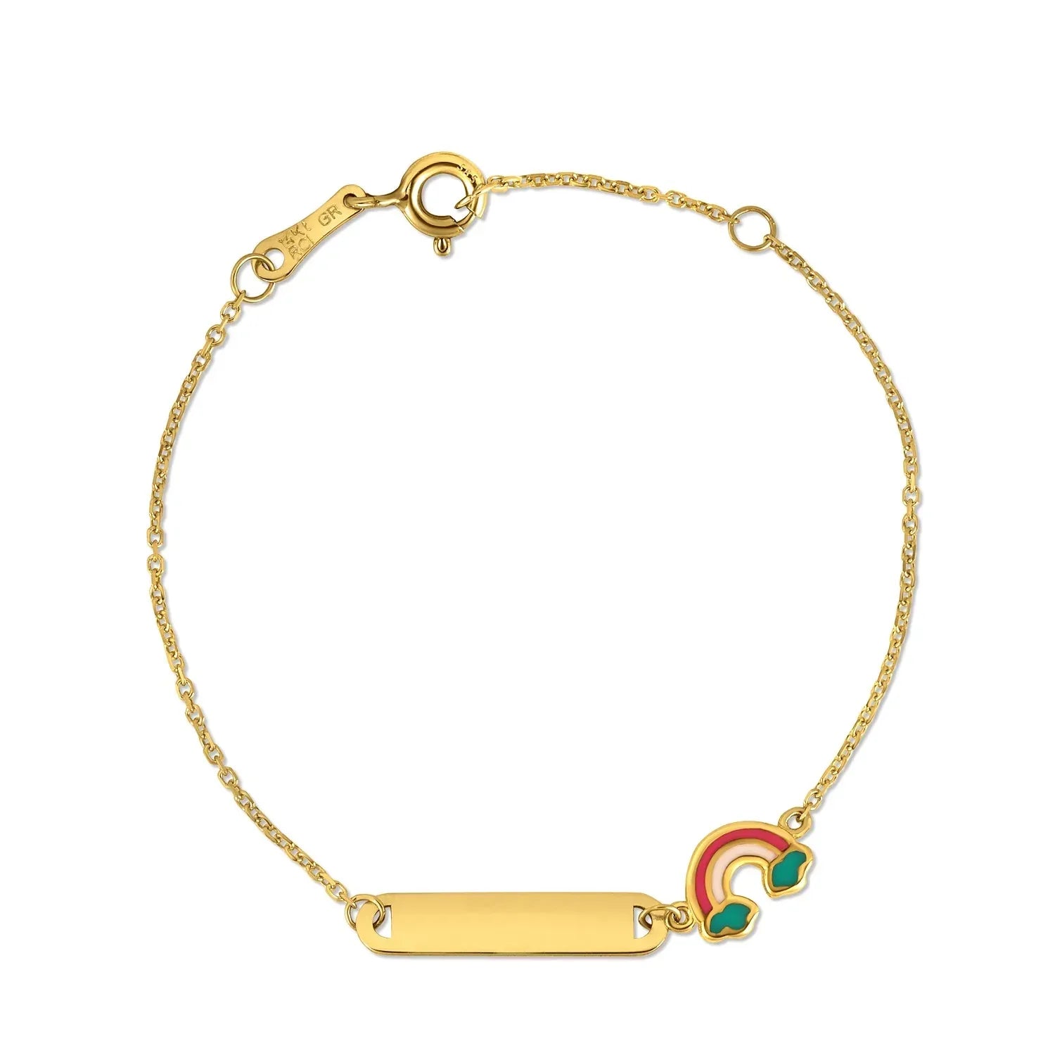 14k Yellow Gold Rainbow Childrens Bracelet (1.00 mm) - Peelerie