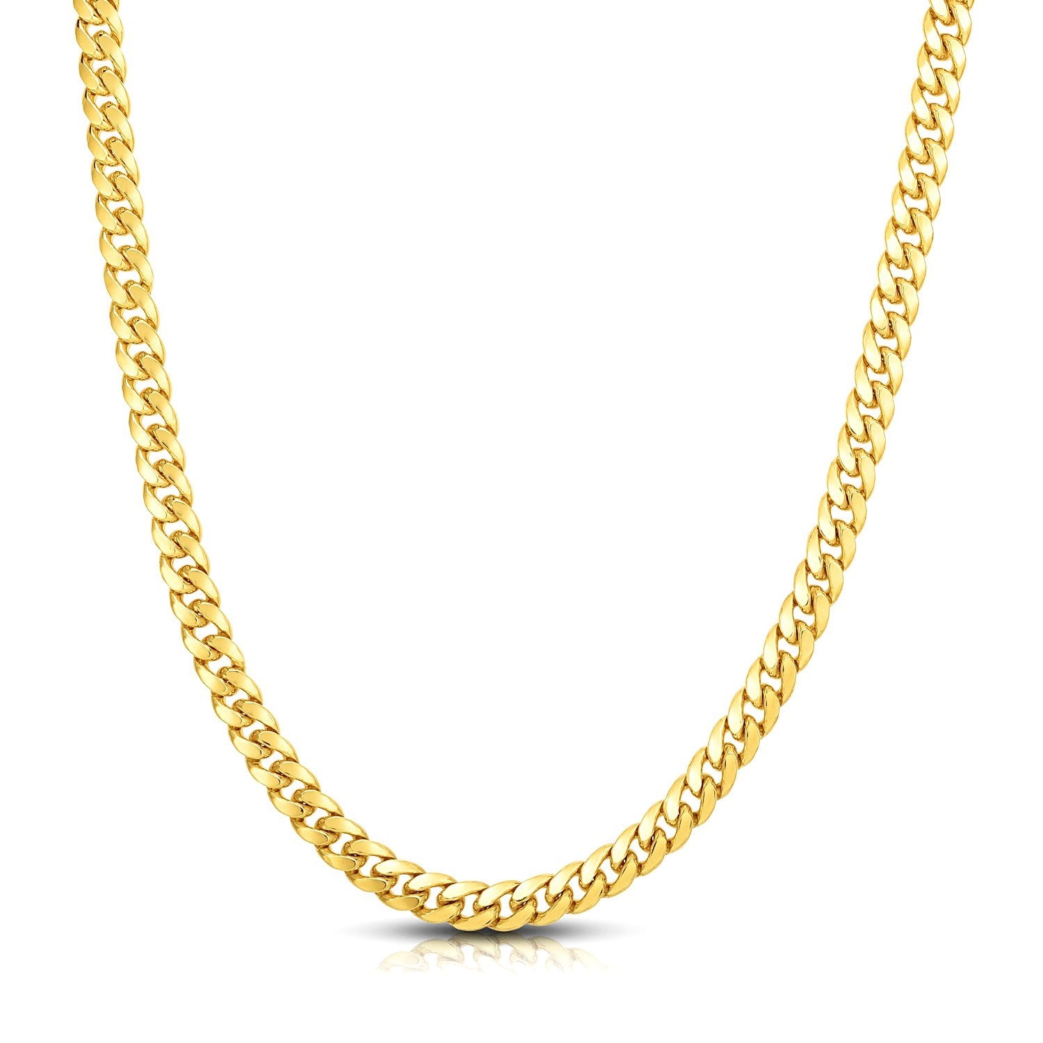 10k Yellow Gold Classic Miami Cuban Solid Chain (7.10 mm) in a sleek high-contrast midnight luxury editorial style