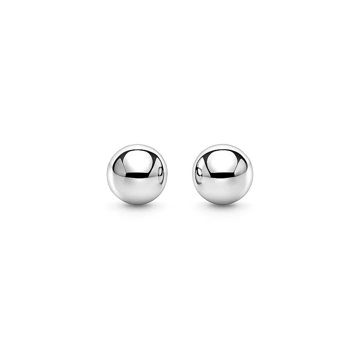 14k White Gold Spherical Stud Earrings (3mm) in a sleek high-contrast midnight luxury editorial style