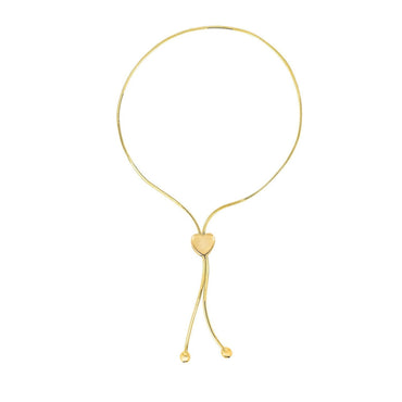 14k Yellow Gold Adjustable Lariat Style Heart Motif Bracelet (1.00 mm)