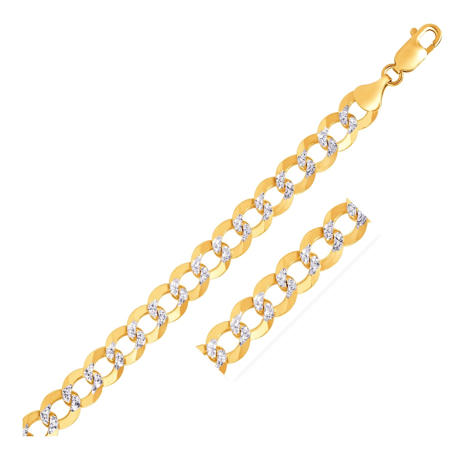 14k Two Tone Gold Pave Curb Bracelet (9.70 mm) in a sleek high-contrast midnight luxury editorial style