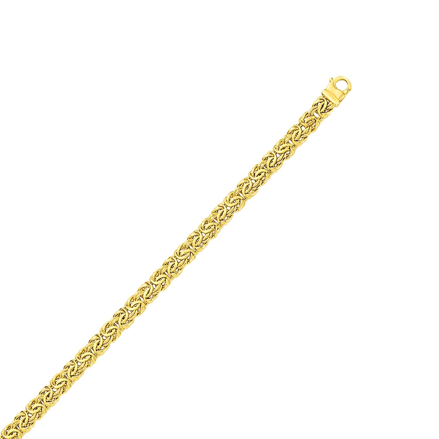10k Yellow Gold Byzantine Design Chain Bracelet (7.00 mm) in a sleek high-contrast midnight luxury editorial style