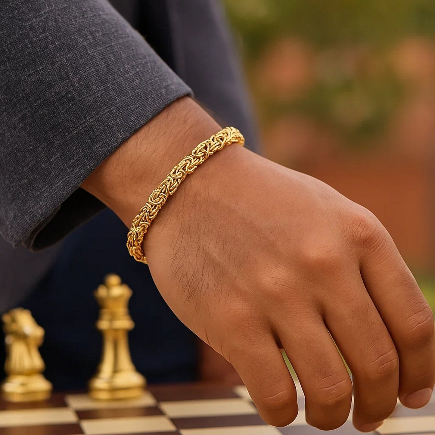 10k Yellow Gold Byzantine Design Chain Bracelet (7.00 mm)