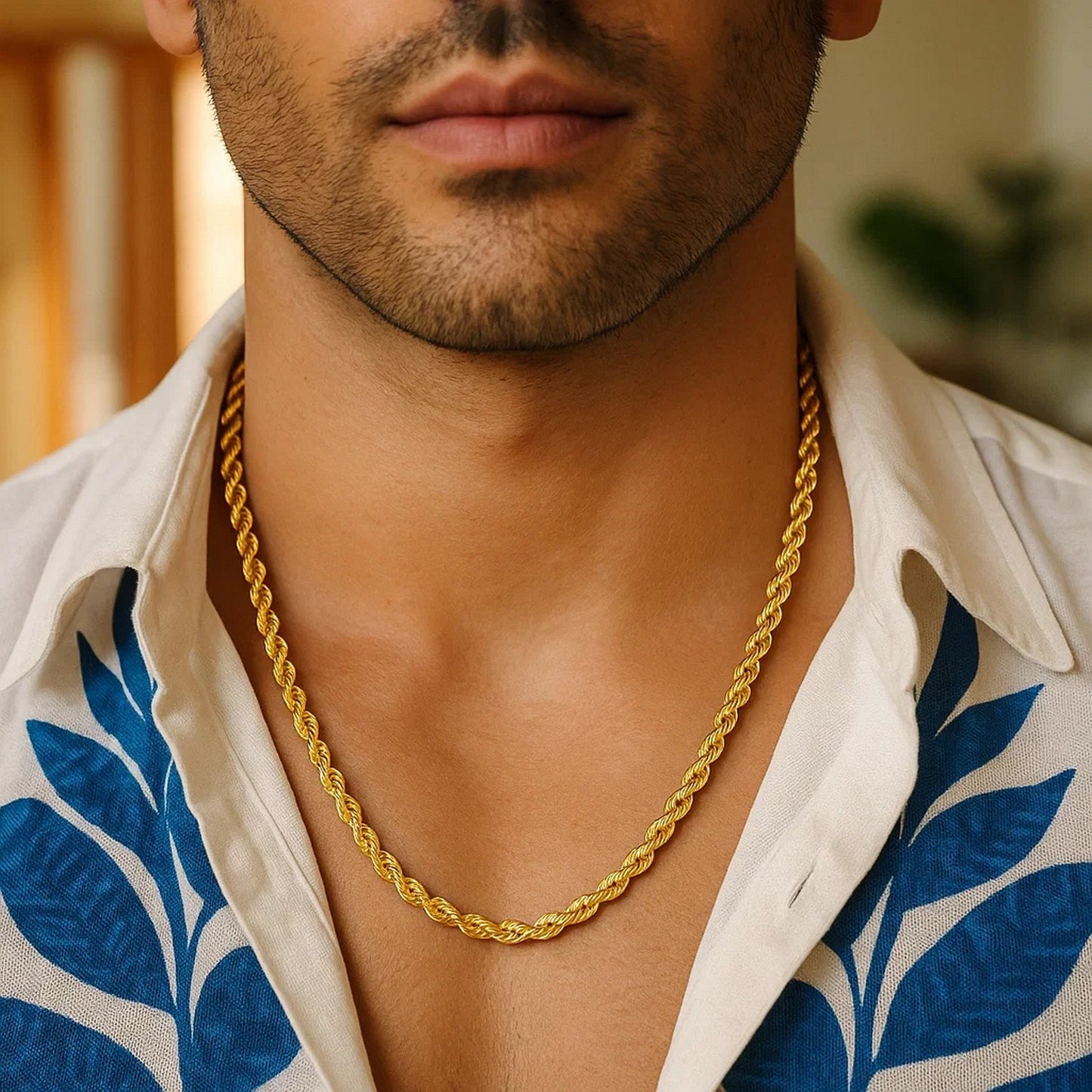 10K Yellow Gold Hollow Diamond Cut Rope Chain (5.00 mm)