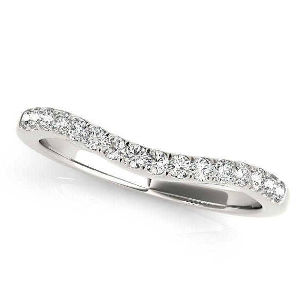 14k White Gold Curvy Style Pave Set Diamond Wedding Band (1/5 cttw) in a sleek high-contrast midnight luxury editorial style