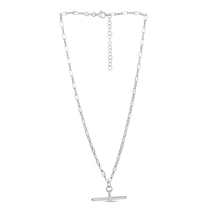 Sterling Silver Rhodium Plated Toggle Link Necklace