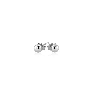 14k White Gold Round Stud Earrings (4mm) - Peelerie