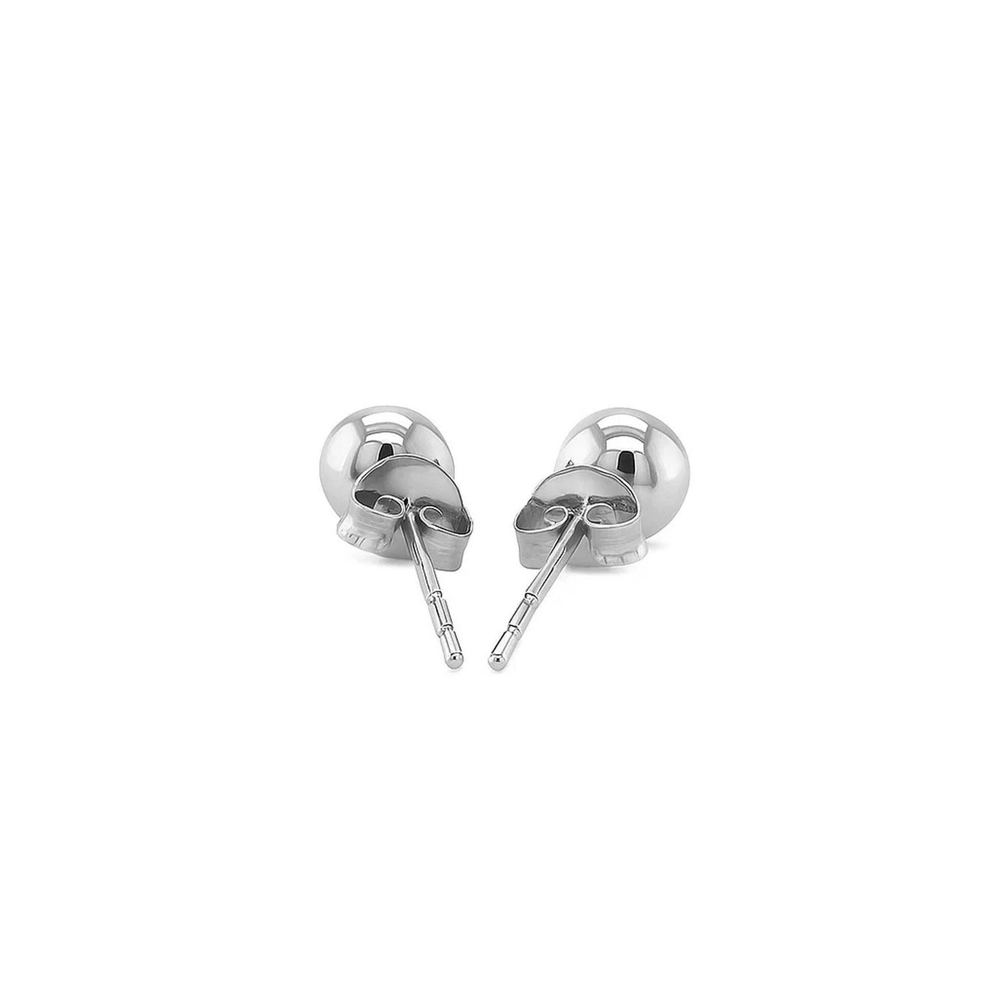 14k White Gold Round Stud Earrings (4mm) - Peelerie
