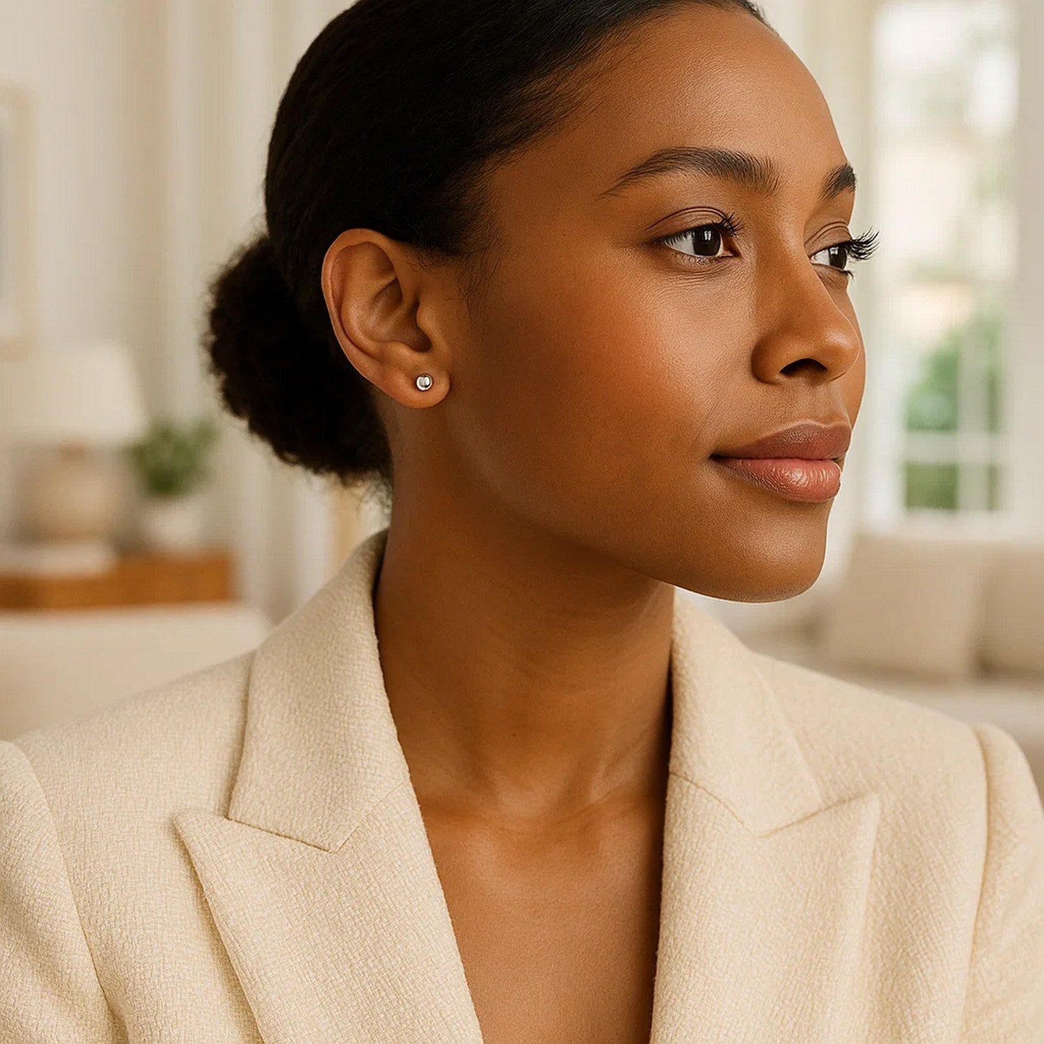 14k White Gold Round Stud Earrings (4mm) - Peelerie