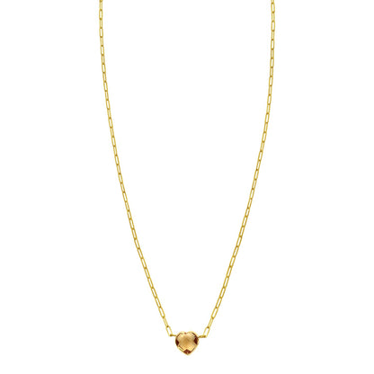 14K Yellow Gold Citrine Heart Necklace (1.50 mm)