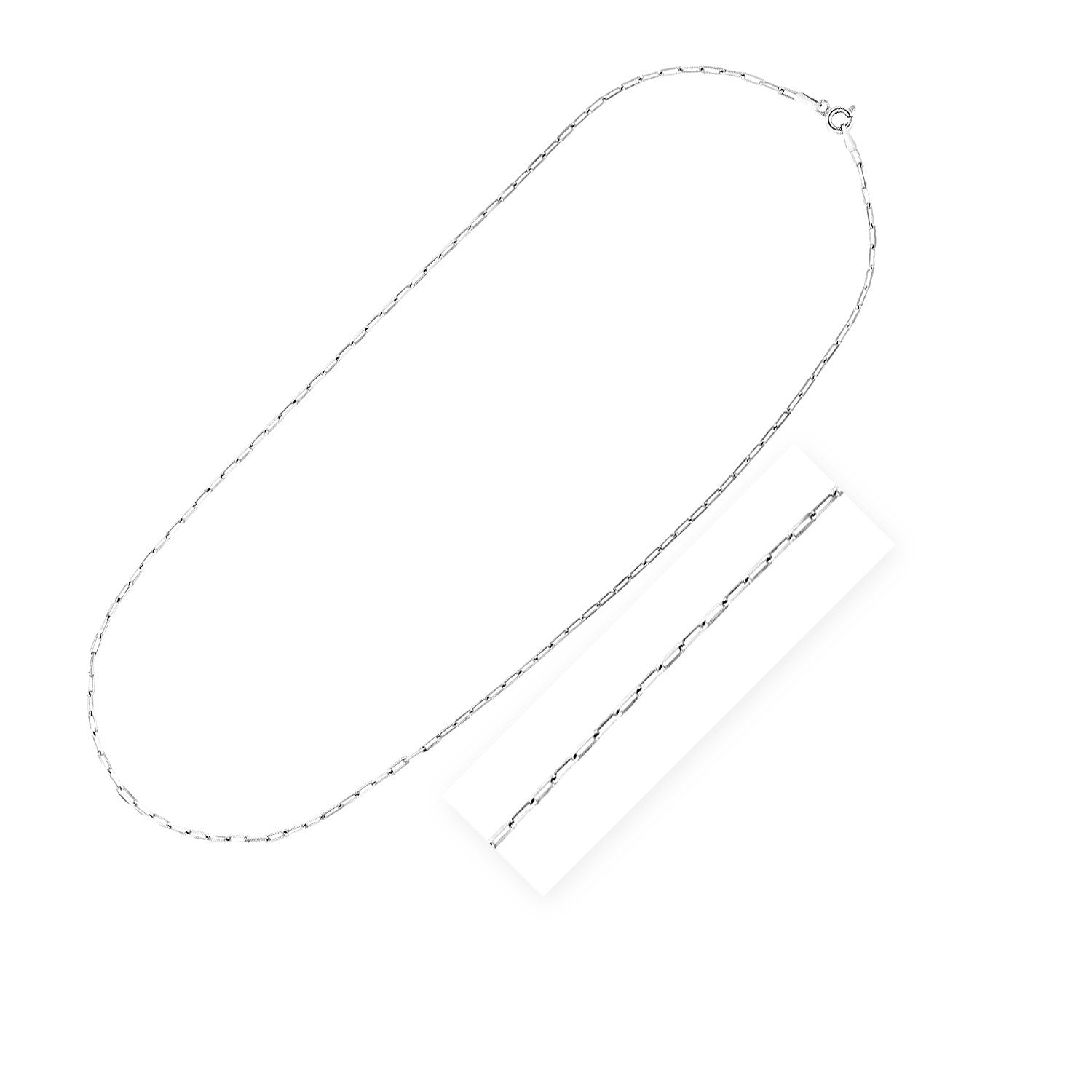 Sterling Silver Rhodium Plated Paperclip Chain (1.80 mm) in a sleek high-contrast midnight luxury editorial style