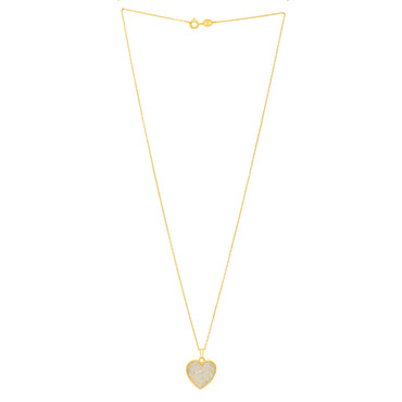 Checkered Heart Necklace in 14K Yellow Gold