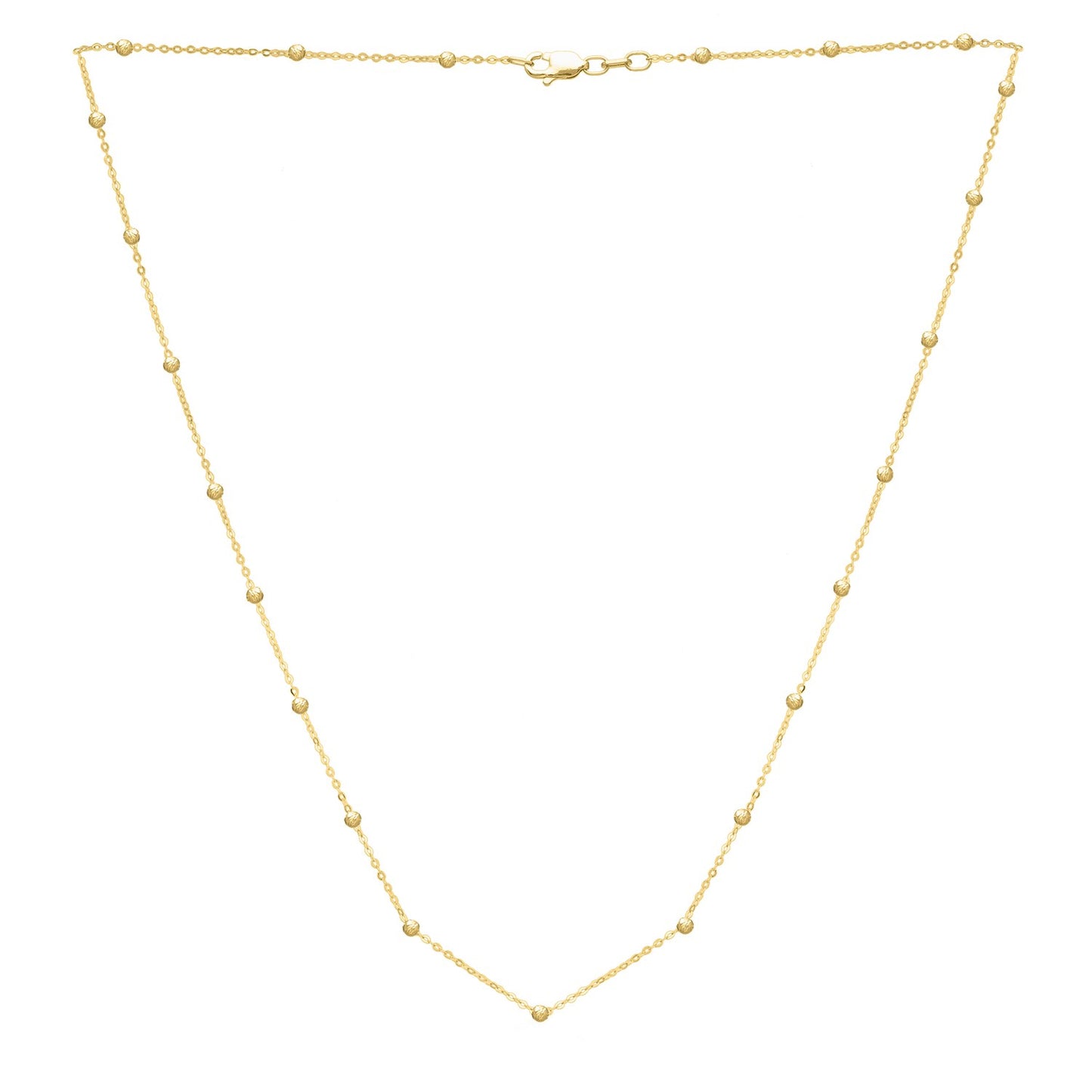 Textured Saturn Bead Necklace in 14K Yellow Gold