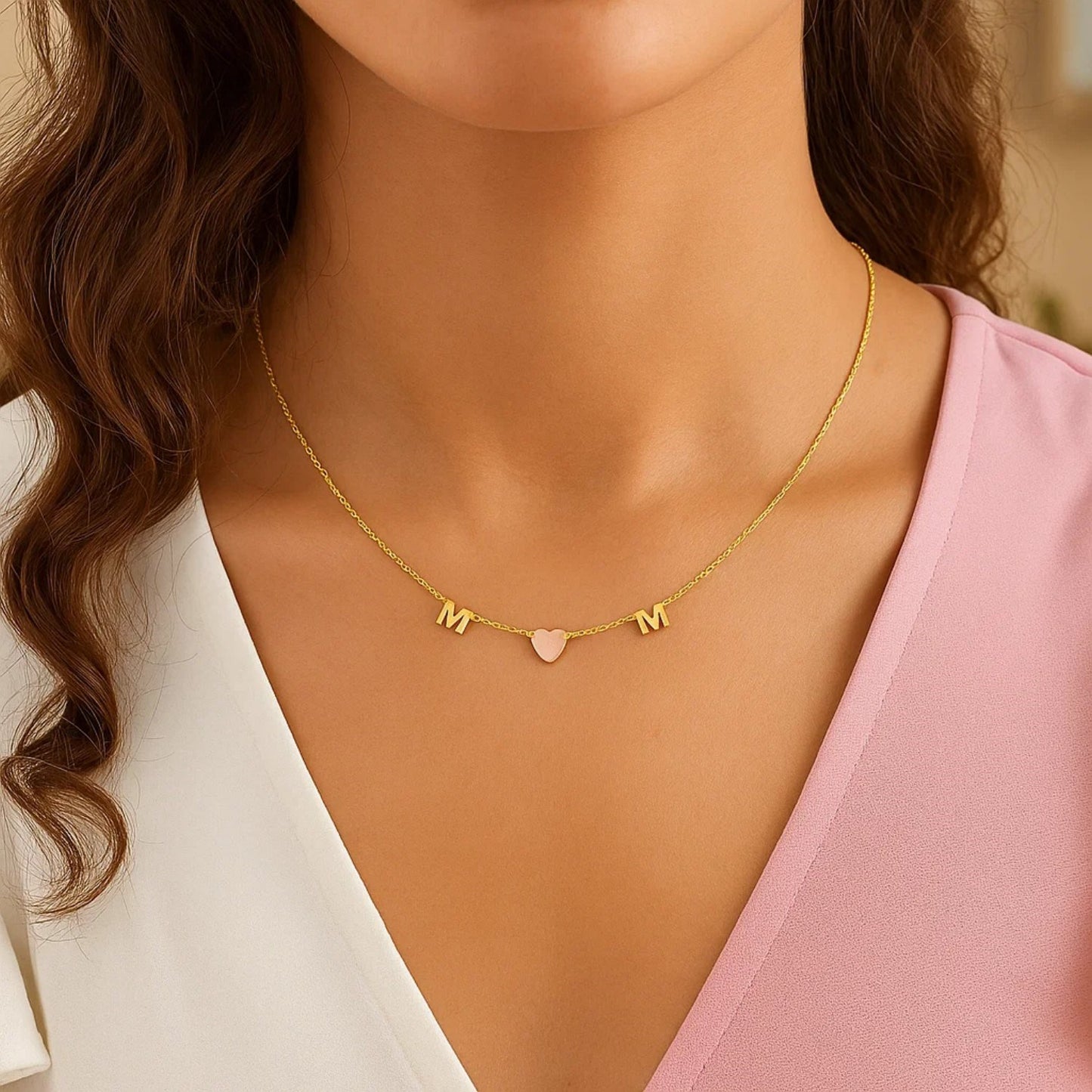 14k Yellow and Rose Gold Mom Necklace
