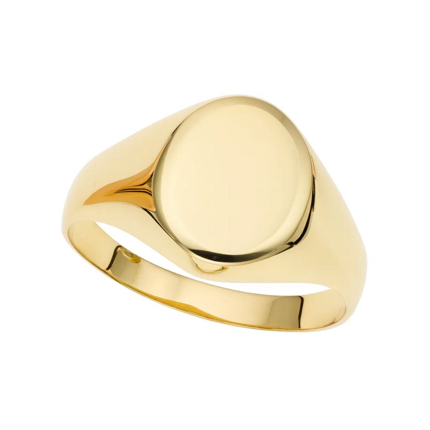 14K Yellow Gold Oval Satin Signet Ring