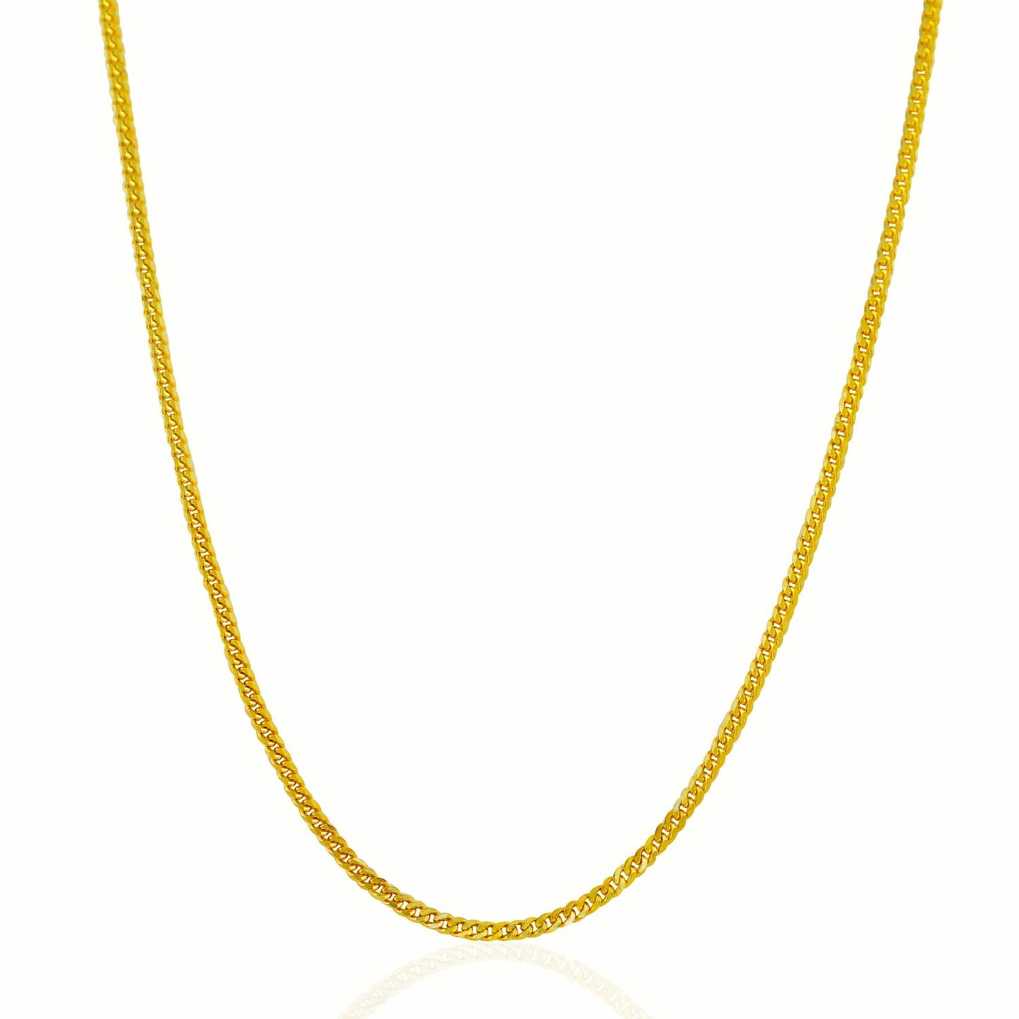 18k Yellow Gold Gourmette Chain (2.20 mm) in a sleek high-contrast midnight luxury editorial style