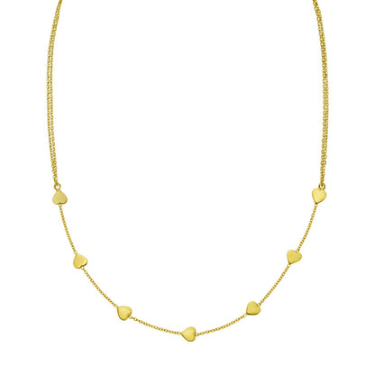 14K Yellow Gold Adjustable Heart Link Necklace