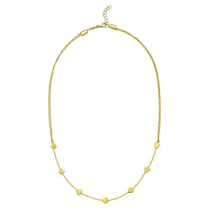 14K Yellow Gold Adjustable Heart Link Necklace