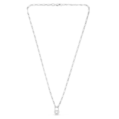 Sterling Silver Rhodium Plated Pad Lock Necklace