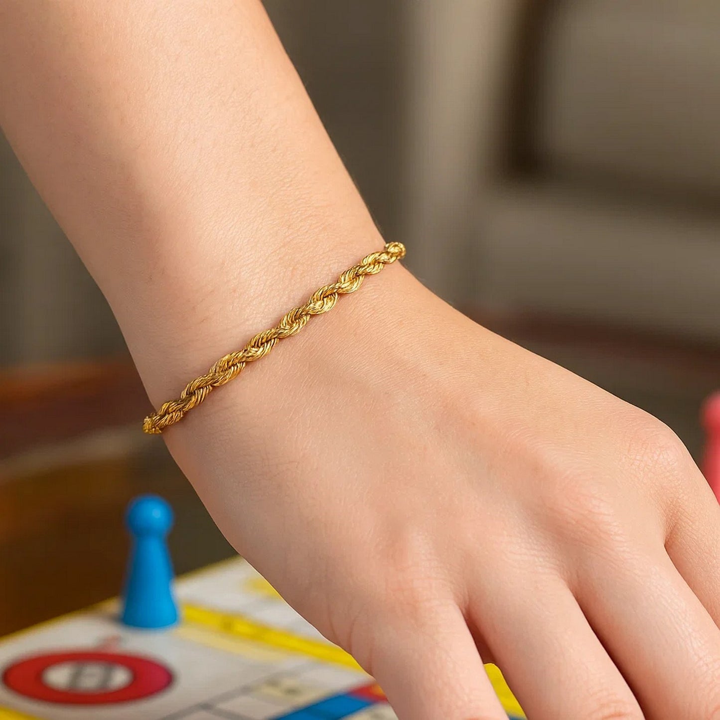 10k Yellow Gold Solid Diamond Cut Rope Bracelet (4.00 mm)