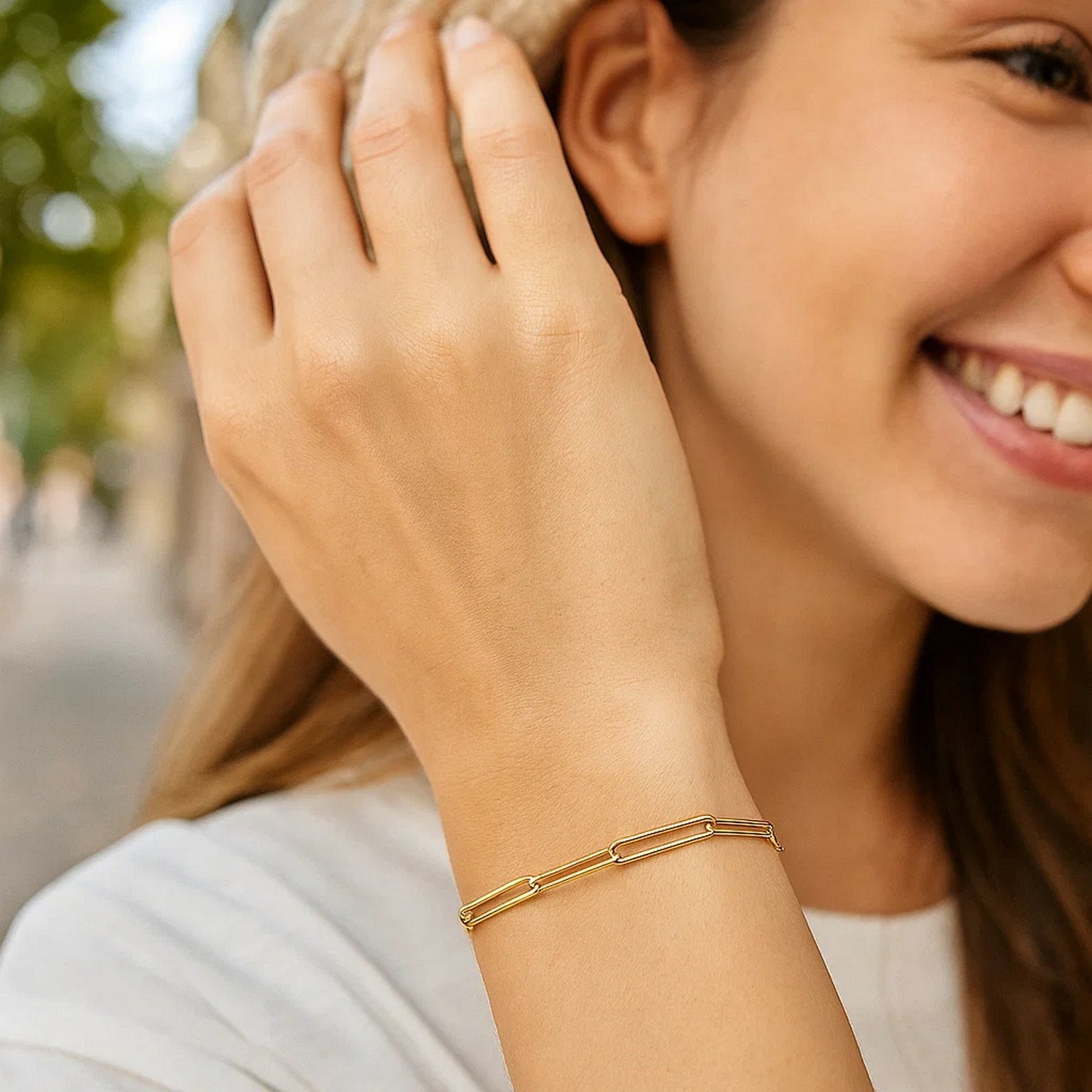 14k Yellow Gold Wire Paperclip Bracelet  (2.70 mm)