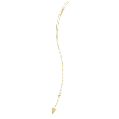 14K Yellow Gold Elongated Heart and Bead Station Necklace