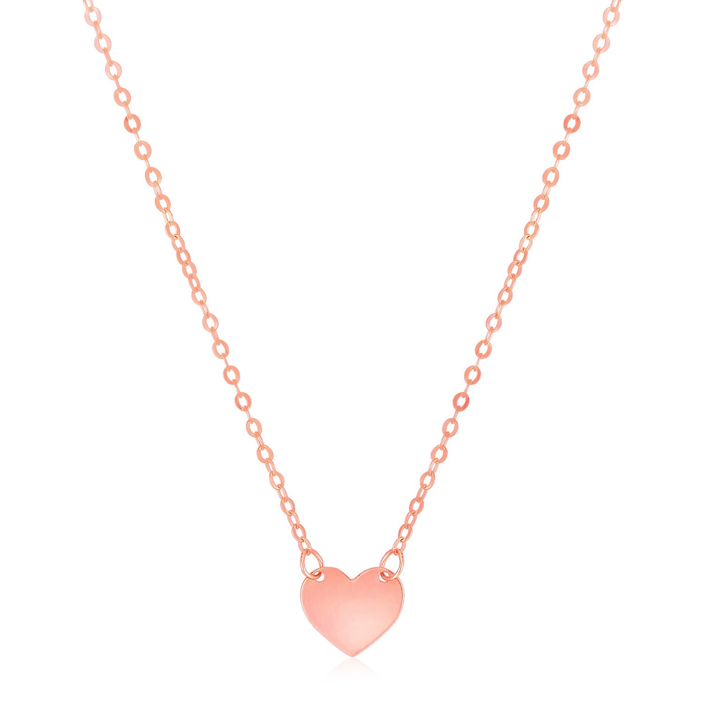 14k Rose Gold Polished Mini Heart Necklace in a sleek high-contrast midnight luxury editorial style