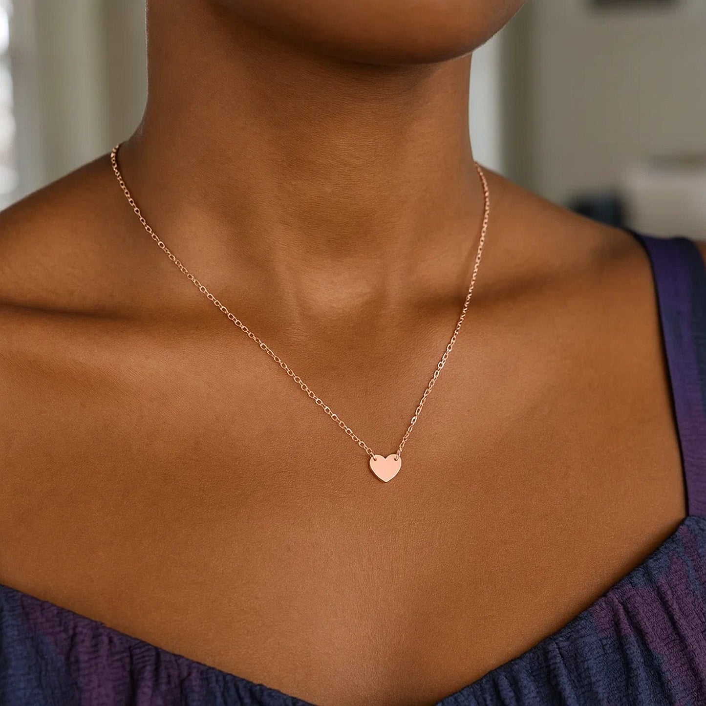 14k Rose Gold Polished Mini Heart Necklace