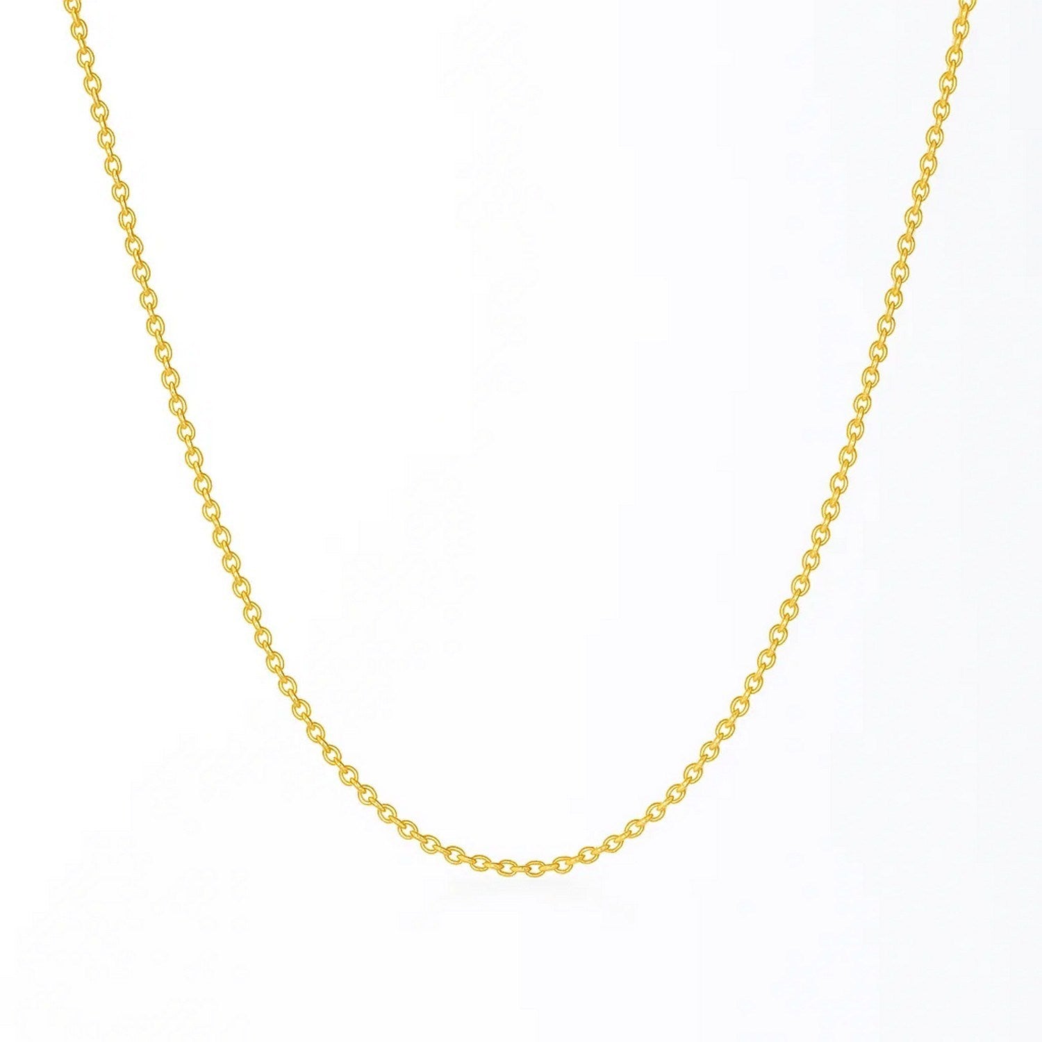 14k Yellow Gold Round Cable Link Chain (1.30 mm) in a sleek high-contrast midnight luxury editorial style