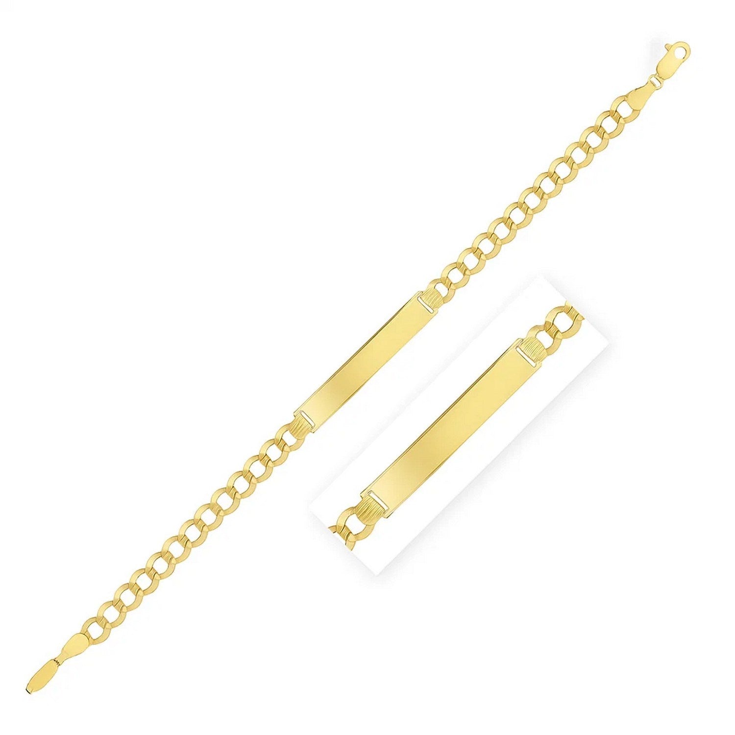 14k Yellow Gold Curb ID Bracelet (5.70 mm) in a sleek high-contrast midnight luxury editorial style