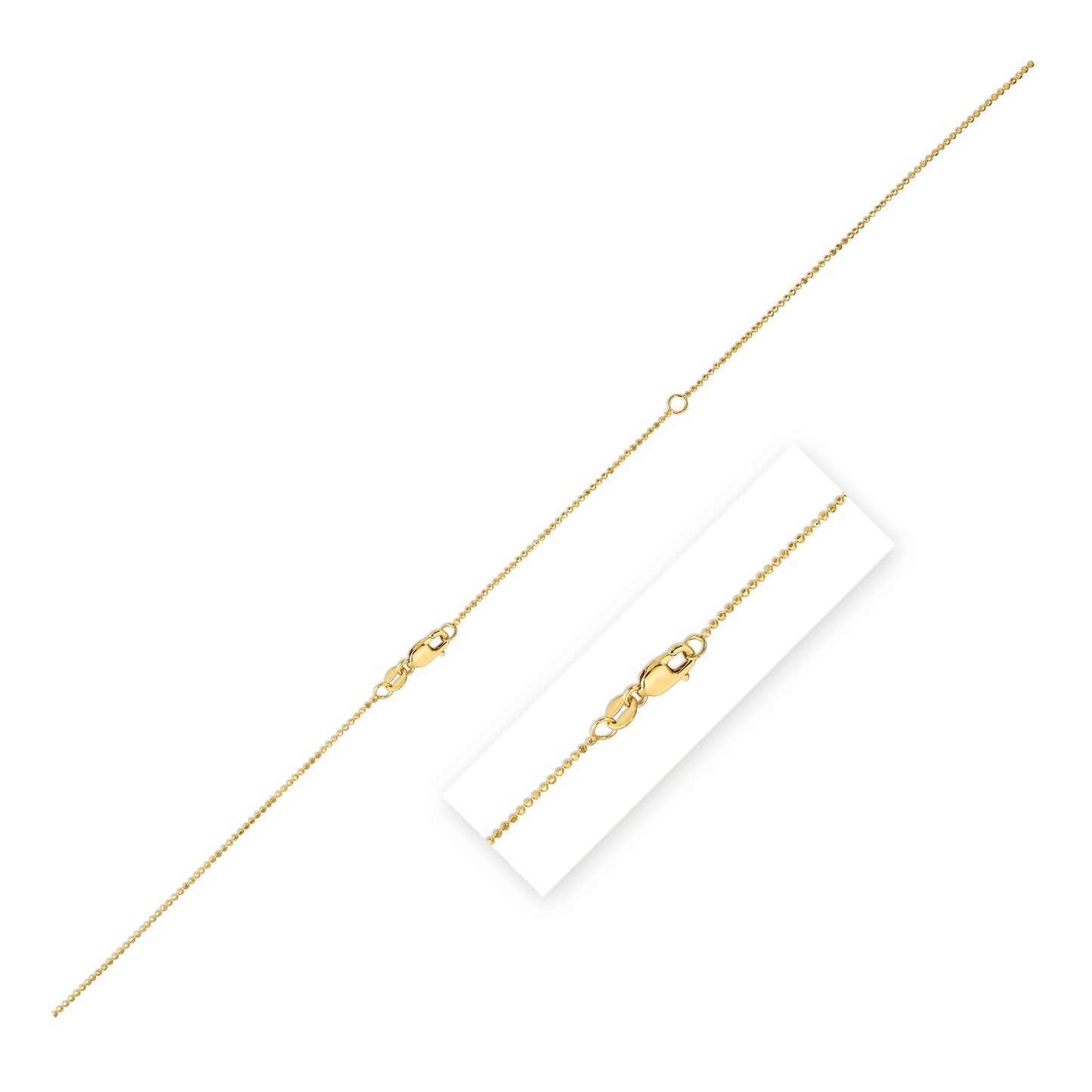 Double Extendable Bead Chain in 14k Yellow Gold (1.00 mm) in a sleek high-contrast midnight luxury editorial style