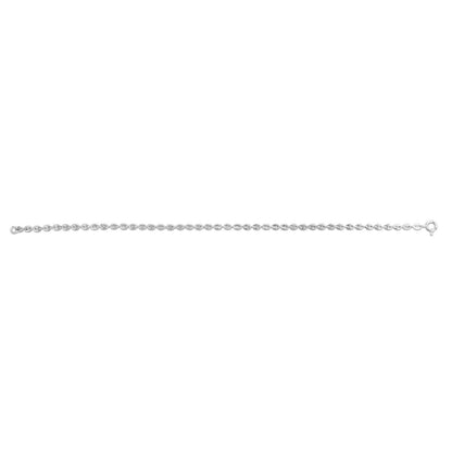 Sterling Silver Rhodium Plated Puffed Mariner Anklet