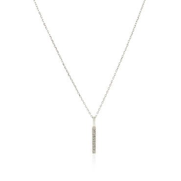 14k White Gold Bar Pendant with Diamonds - Peelerie