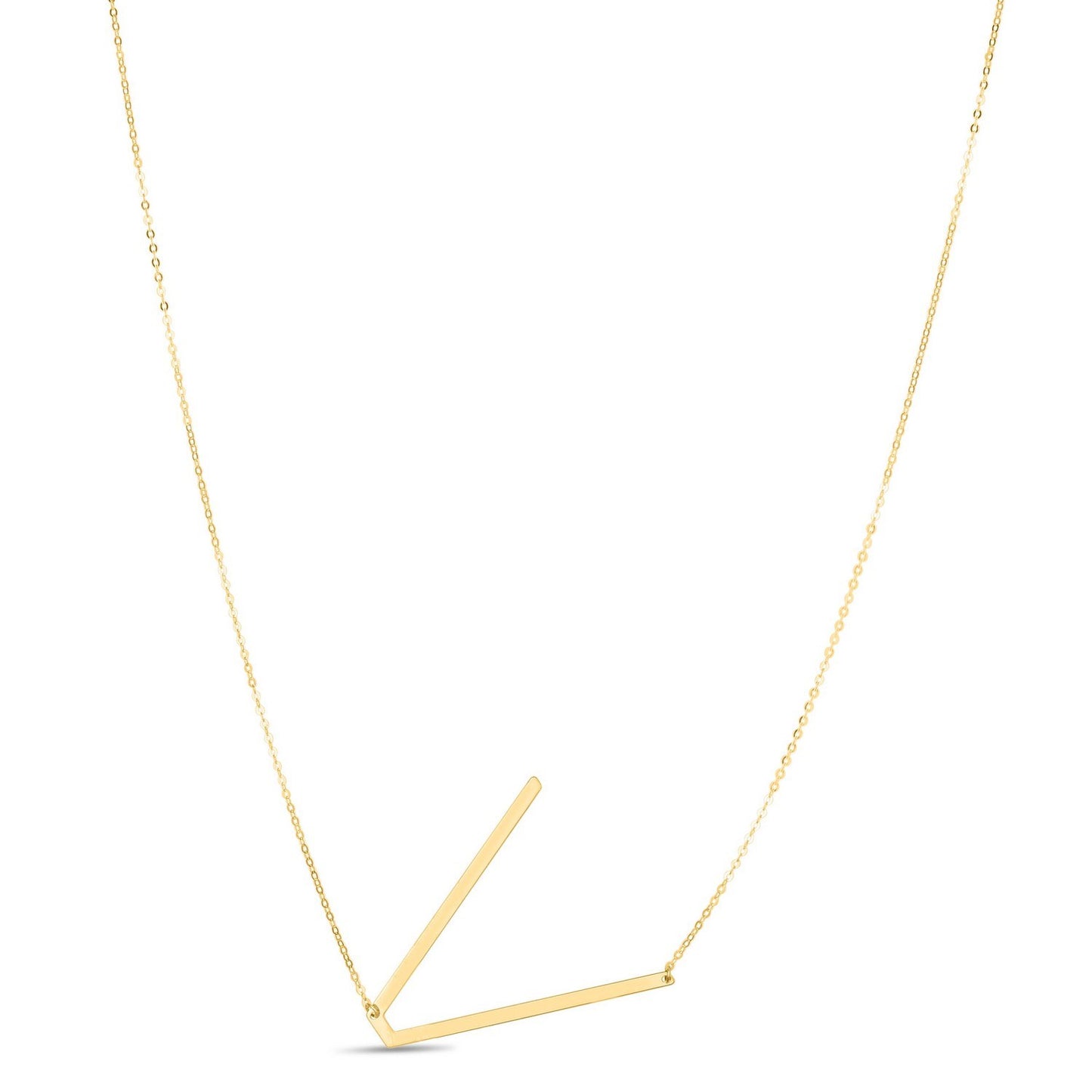 14K Yellow Gold Yours Truly Large Initial V Necklace