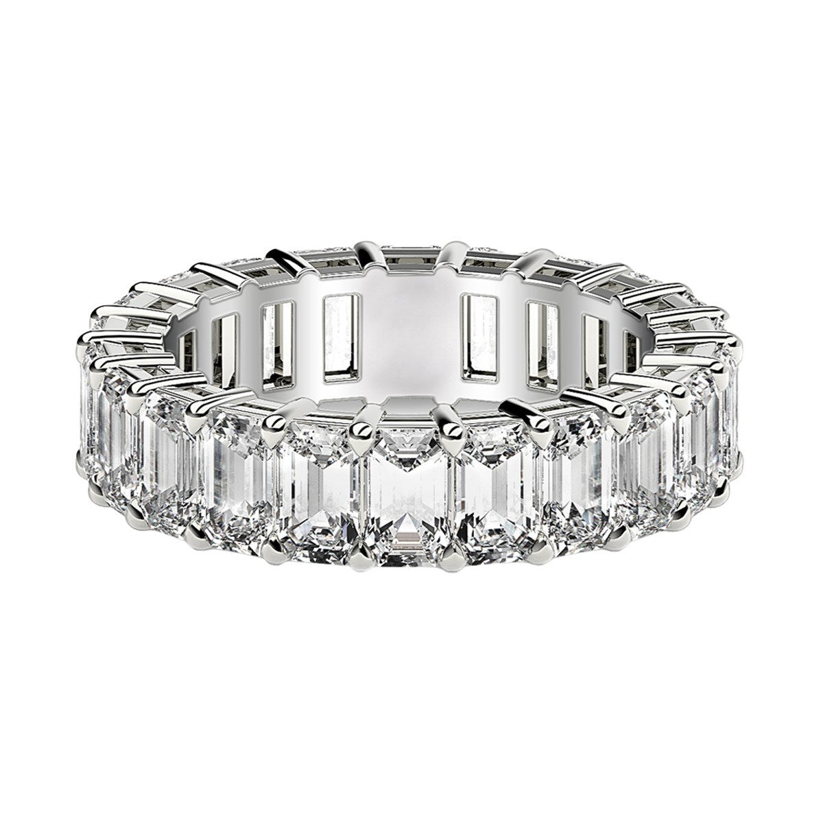 Emerald Cut Lab Grown Diamond Eternity Ring in 14k White Gold (4 cttw FG/VS2) - Peelerie