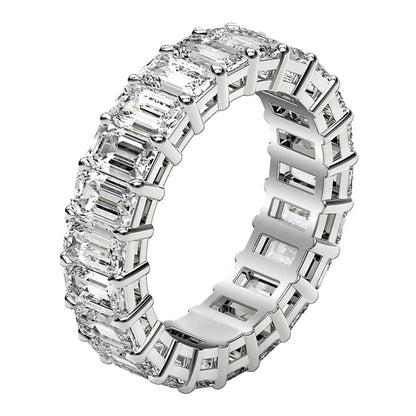 Emerald Cut Lab Grown Diamond Eternity Ring in 14k White Gold (4 cttw FG/VS2) - Peelerie