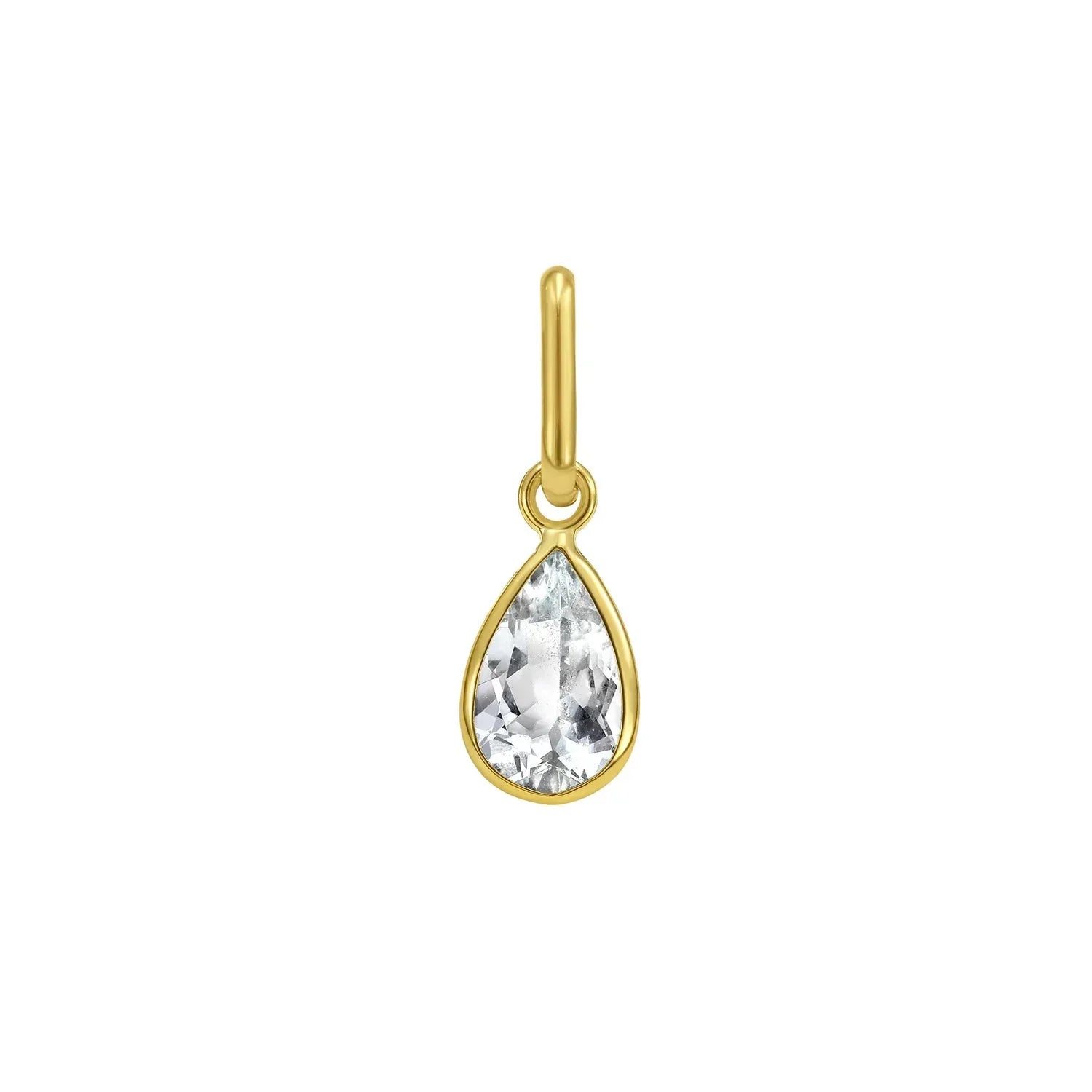 14K Yellow Gold Pear Aqua Charm Pendant - Peelerie