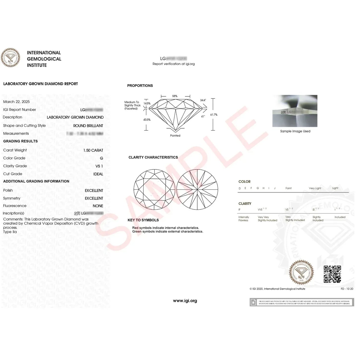 1 1/2 Carat Round Lab Grown IGI G/VS1 Diamond Ring in 10K White Gold - Peelerie