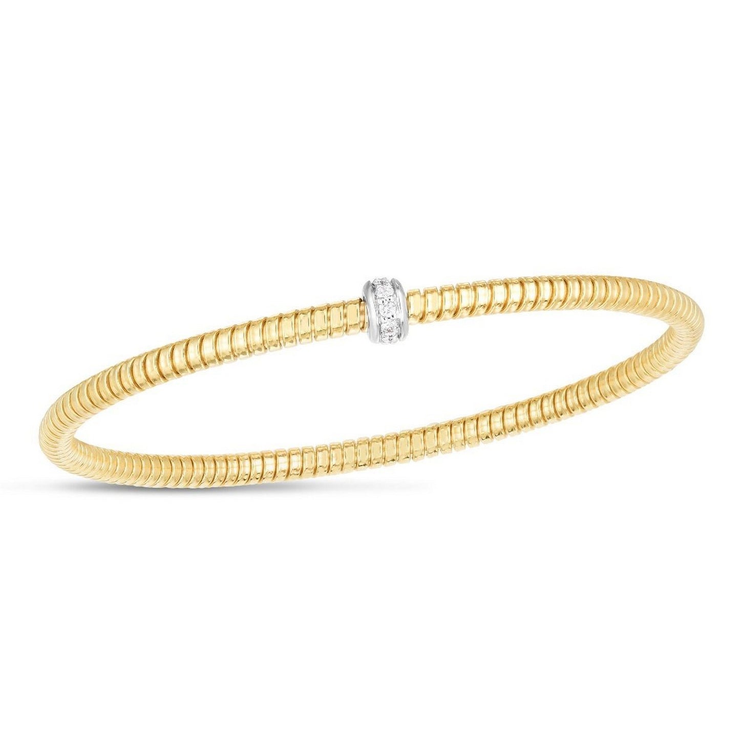 14k Yellow Gold Stretch Bangle with Diamonds (3.00 mm)