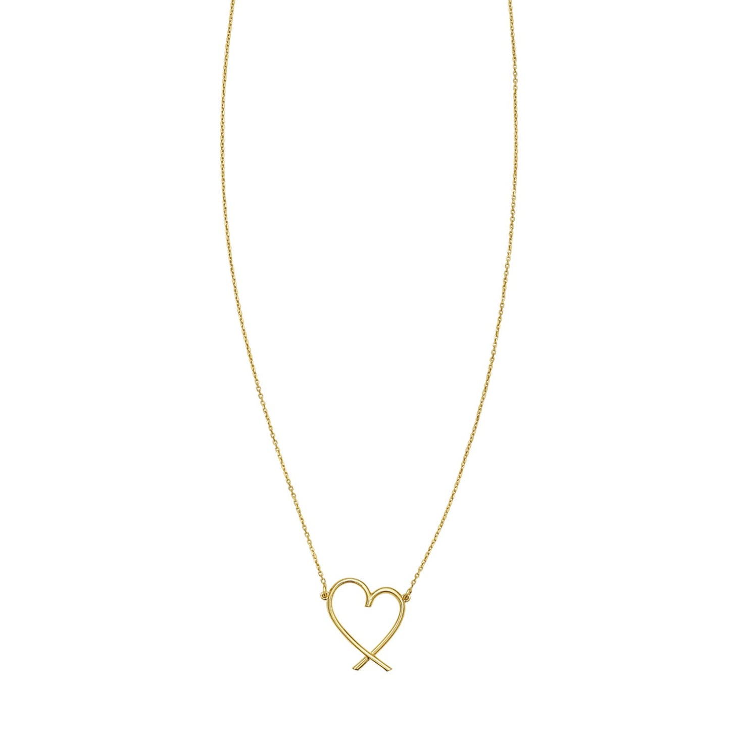 14K Yellow Gold Delicate Heart Necklace