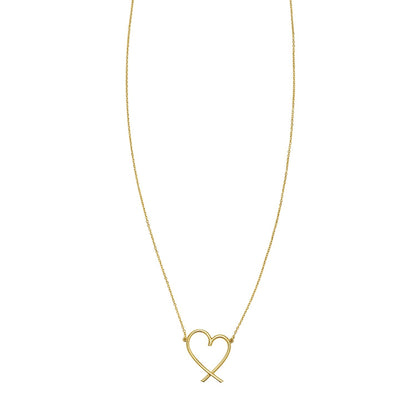 14K Yellow Gold Delicate Heart Necklace