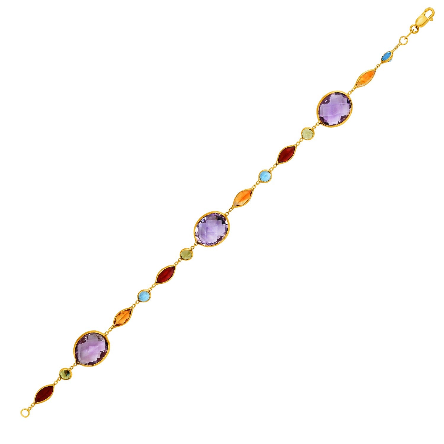 14k Yellow Gold Bracelet with Multi-Colored Stones (1.00 mm) in a sleek high-contrast midnight luxury editorial style