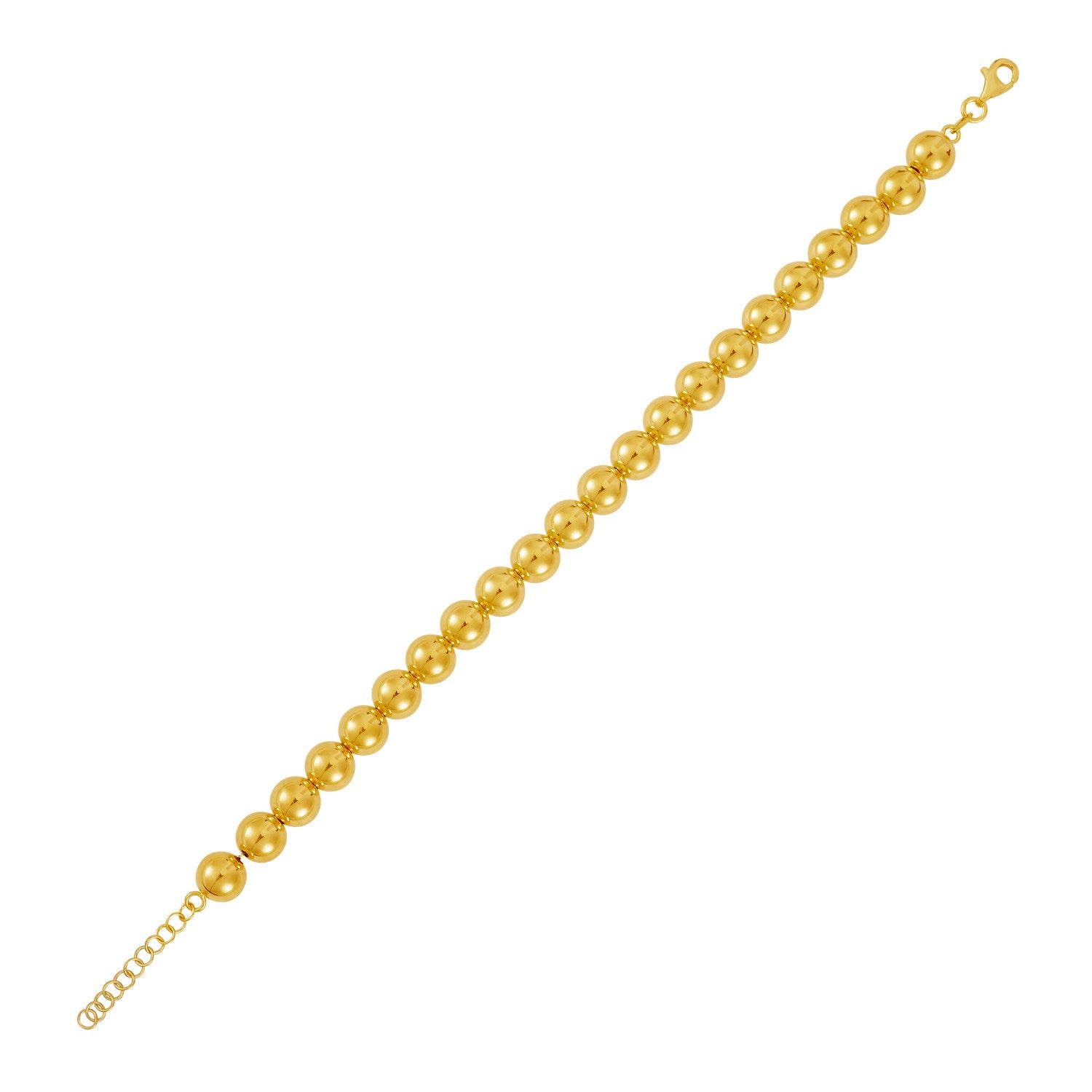 Polished 8mm Bead Bracelet in 14K Yellow Gold (8.00 mm) in a sleek high-contrast midnight luxury editorial style