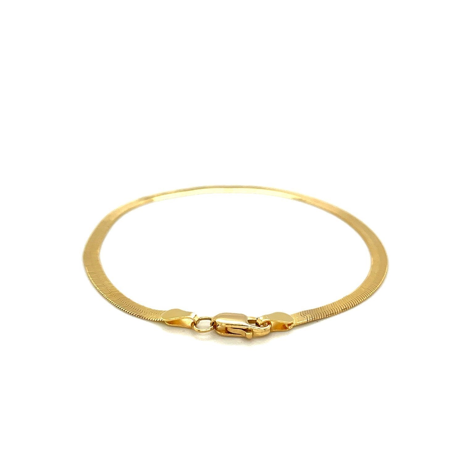 1.5mm 14k Yellow Gold Super Flex Herringbone Anklet - Peelerie